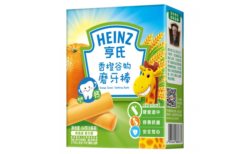 亨氏 (Heinz)1段 嬰幼兒輔食 香橙 寶寶零食磨牙棒64g(輔食添加初期-36個(gè)月適用)