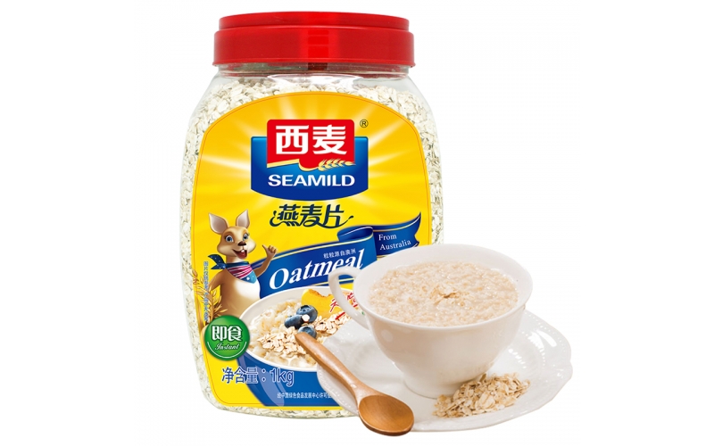 西麥 燕麥片 無(wú)添加蔗糖 營(yíng)養早餐食品牛奶好搭檔 即食 谷物代餐麥片1000g（桶裝）
