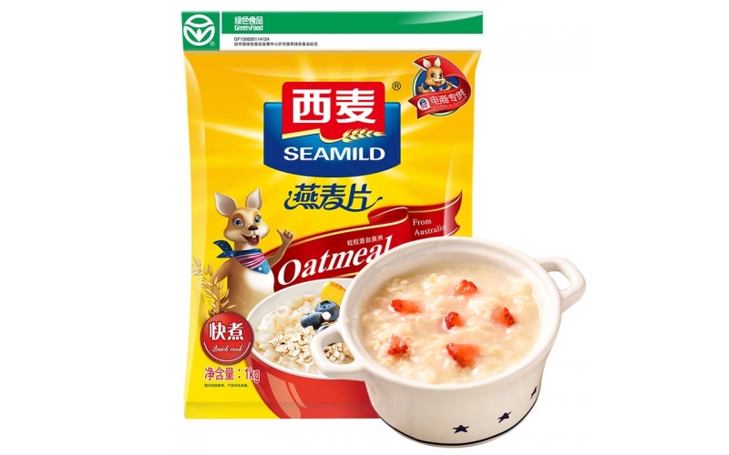 西麥 燕麥片 無(wú)添加蔗糖 營(yíng)養早餐食品牛奶好搭檔 快熟 超值谷物代餐麥片1000g袋裝