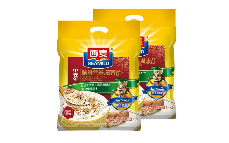 西麥燕麥片中老年腦維營(yíng)養麥片700g袋裝即食谷物營(yíng)養沖飲早餐未添加蔗糖（獨立小包裝） 中老年營(yíng)養700g袋