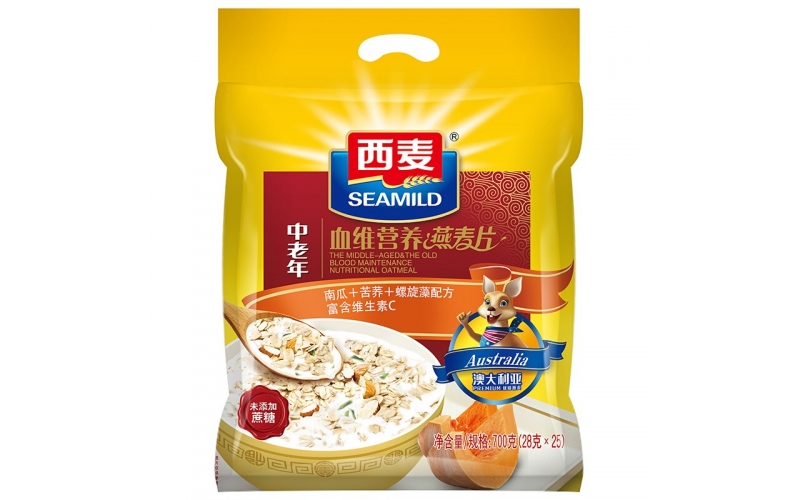 西麥燕麥片中老年血維營(yíng)養麥片700g袋裝即食谷物營(yíng)養沖飲早餐未添加蔗糖（獨立小包裝） 中老年營(yíng)養700g袋