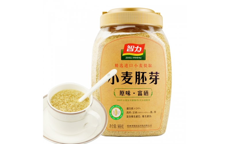 智力 小麥胚芽胚芽粉 969g 胚芽片即食高纖富硒純雜糧代餐粉